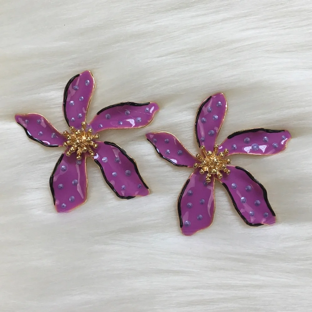 ✨3for$38 New Zara Enamel Floral Earrings ~ Floreat Statement Earrings - Picture 10 of 16